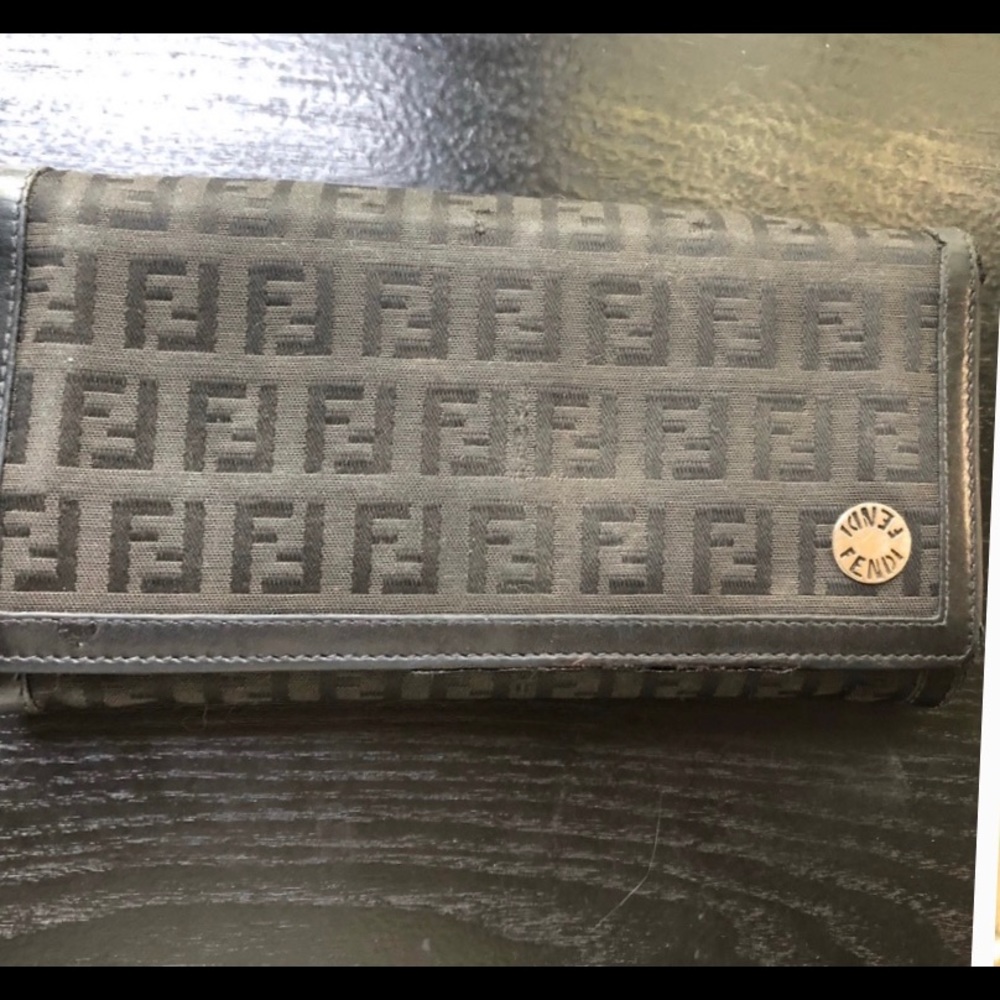 Fendi Black Monogram Continental Wallet